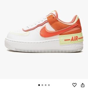 Nike Air Force 1 White and Coral Sneakers